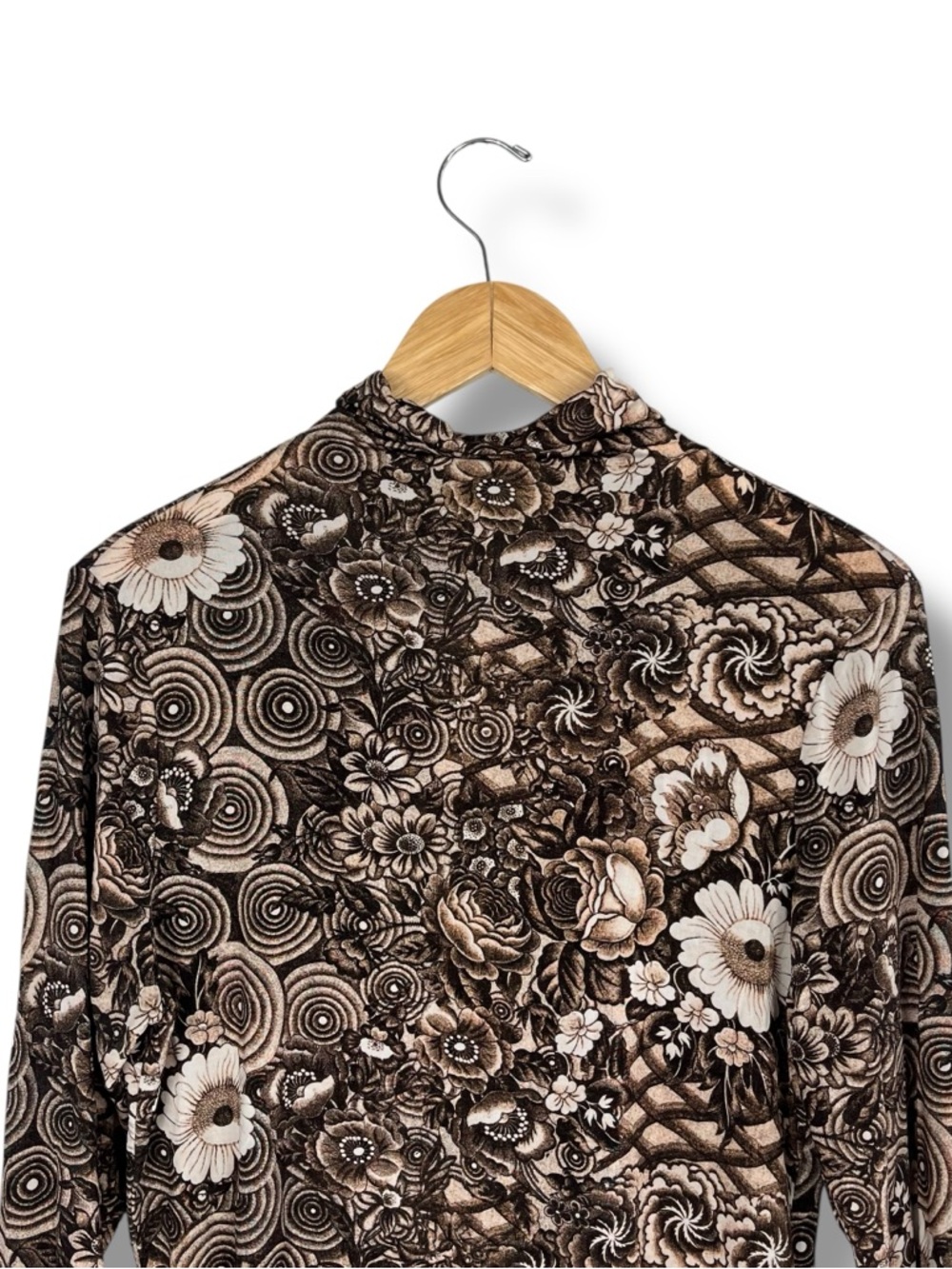 Ulla Johnson Aurelia Turtleneck Top Large Floral Teak Brown Mesh Romantic - Picture 9 of 12